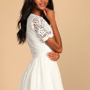 NWT | Lulus Angel in Disguise White Lace Skater Dress | M